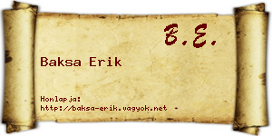 Baksa Erik névjegykártya